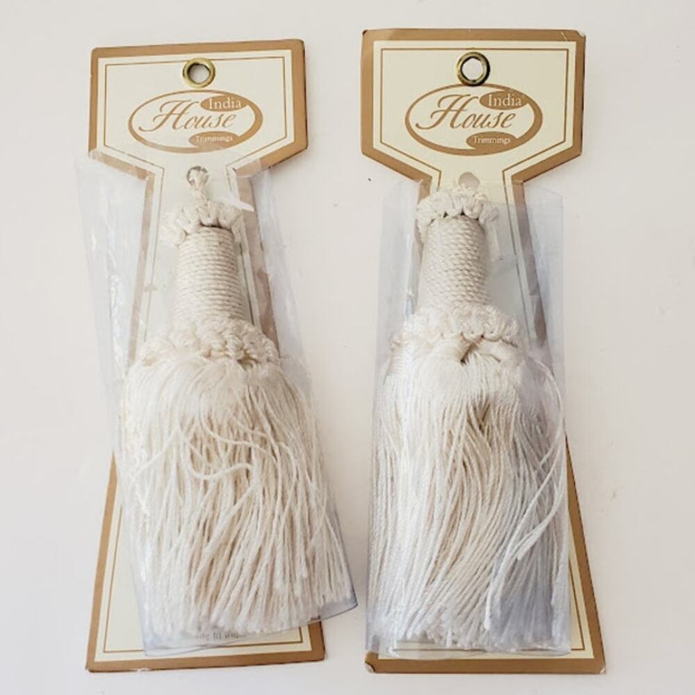 NIP India House Raj Kumari Tassel 5" Ivory Curtain, Craft Tassels Two (2)